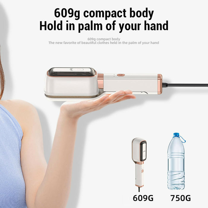 Portable Handheld Garment Steamer Iron, 2-in-1 Travel Clothes Steamer with 180° Rotating Handle, Ceramic-Coated Panel, Compact 609g Design, Dry & Steam Iron for Home and Travel,Thoughtful Mother's Day Gift for Her