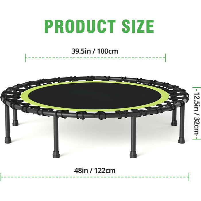 Rebounder Trampoline for Adults Quiet Bungee Cord System, 330 lb Capacity, Foldable Mini Fitness Trampoline Indoor Cardio, Weight Loss & Home Workout