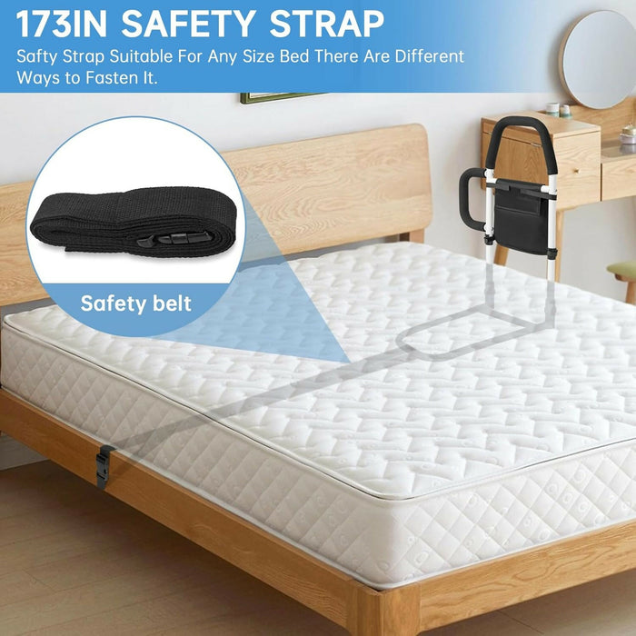 可調節雙扶手長者床邊輔助扶手｜Bed Assist Rail with Dual Handles & 173” Safety Strap