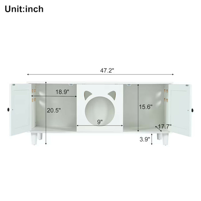 Cat Litter Box Enclosure Furniture, Wood Cat Cabinet Side Table with Sisal Scratcher Doors, Hidden Cat Washroom House with Storage Top and Cat Entry, Cream White, Modern Indoor Use