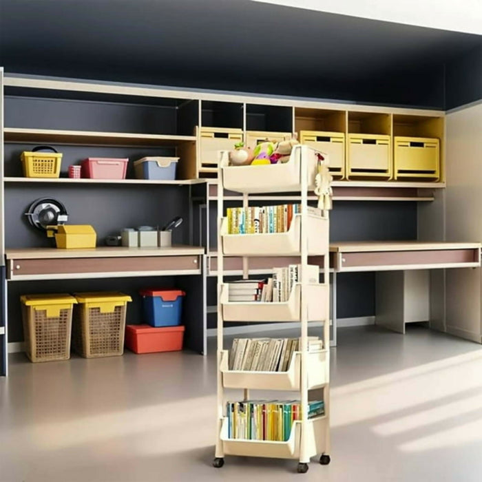 多層360°旋轉滾輪收納架（連掛鉤｜5層設計）