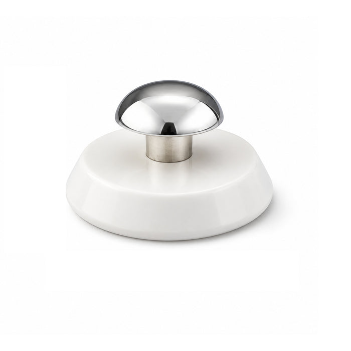 Manual Jar bottle Lid Opener, Compact Bottle Cap Grip Tool with White Round Base and Silver Knob, 6.8 cm Kitchen Helper for Jars, Bottles, Containers, Home Cooking and Daily Use