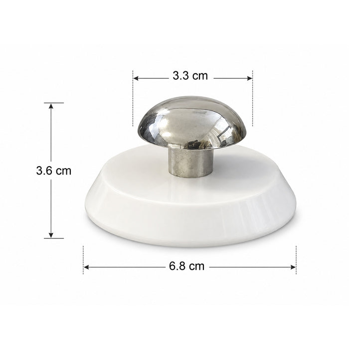 Manual Jar bottle Lid Opener, Compact Bottle Cap Grip Tool with White Round Base and Silver Knob, 6.8 cm Kitchen Helper for Jars, Bottles, Containers, Home Cooking and Daily Use
