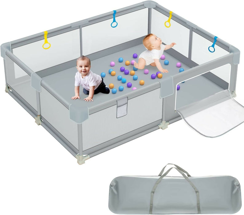 Mesh Baby Playpen, 71"x59" Extra Large Baby Playard, Playpen for Babies and Toddlers, Infants Play Pen with Suction Cup Bases and Soft Breathable Mesh