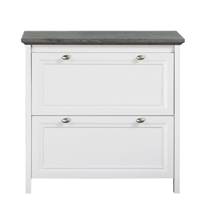 Maxxus Olivia Grey Oak and White Finish 2 Drawer Lateral Filing Cabinets