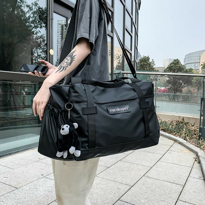 Large Black Duffle Bag | Lightweight Shoulder Travel Bag with Adjustable Strap, Carry Handles, Side Pockets, Spacious 56cm Weekender Gym Bag for Travel, Sports, School & Daily Use