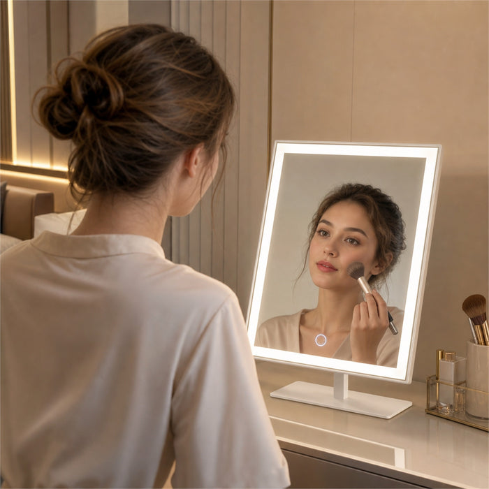 12-Inch LED Makeup Mirror, 3 Light Modes, Dimmable, 10X, White