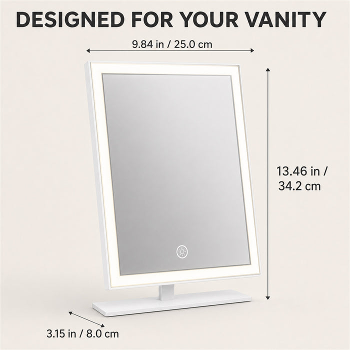 12-Inch LED Makeup Mirror, 3 Light Modes, Dimmable, 10X, White