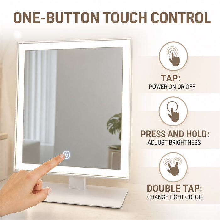 12-Inch LED Makeup Mirror, 3 Light Modes, Dimmable, 10X, White