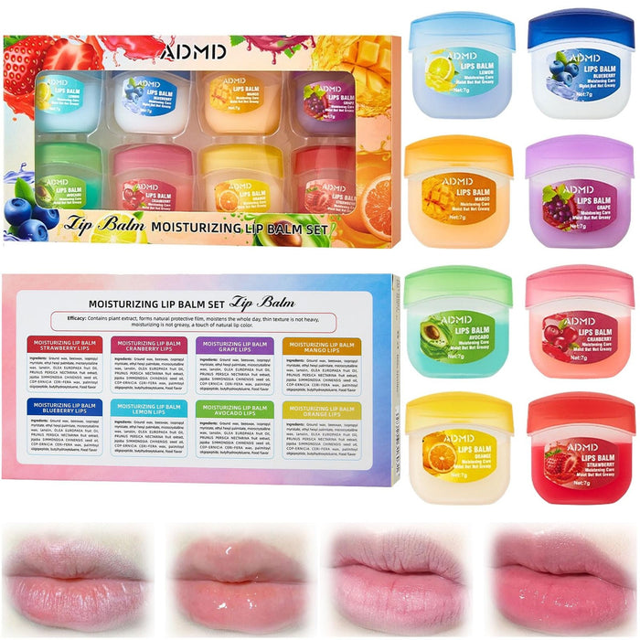 Lip Balm Set, 8 Pack Fruit Scented Moisturizing Balm, 7g, Daily Care