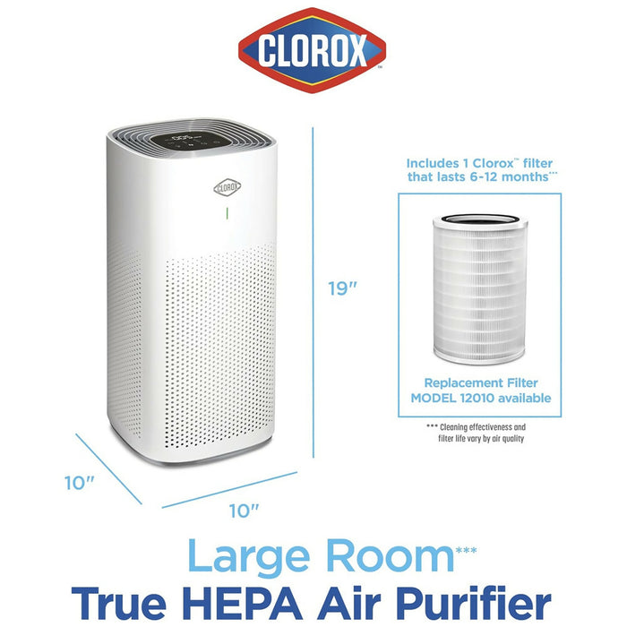 Clorox Large Room Air Purifier, True HEPA Filter, up to 1,500 Sq. Ft. Capacity, 11010-Open Box