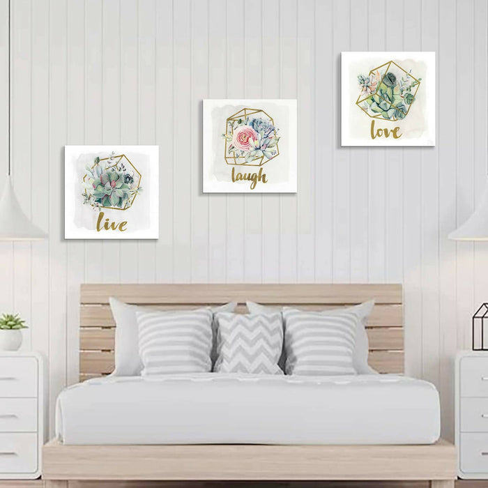 Floral Canvas Wall Art Set, 3 Piece Gold Foil, 20 x 20 in