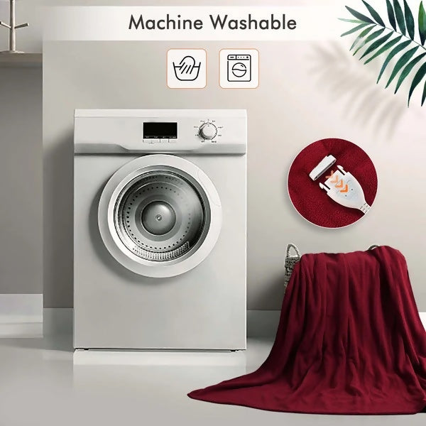 MaxKare Large Electric Heated Blanket Adjustable Timer 4 Heating Levels, 62" x 84"in Heated Throw Blanket Auto-Off Feature Machine-Washable Fabrics Full Body Comfort, Red(213x158cm)