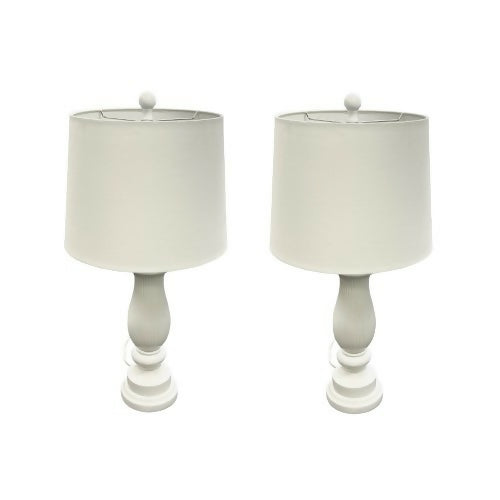 Aspen Creative 2-Pack Table Lamp, 27" High White Ceramic Table Lamp for Home, Bedroom, Office (White)