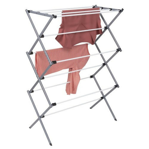 可折疊晾衣架，可折疊鋼製洗衣衣晾衣架，用於風乾衣物，42 英寸 x 29 英寸 x 14.2 英寸