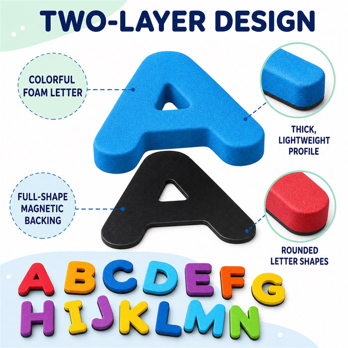Magnetic Alphabet Letters, 234-Piece Foam Set with Board and Case