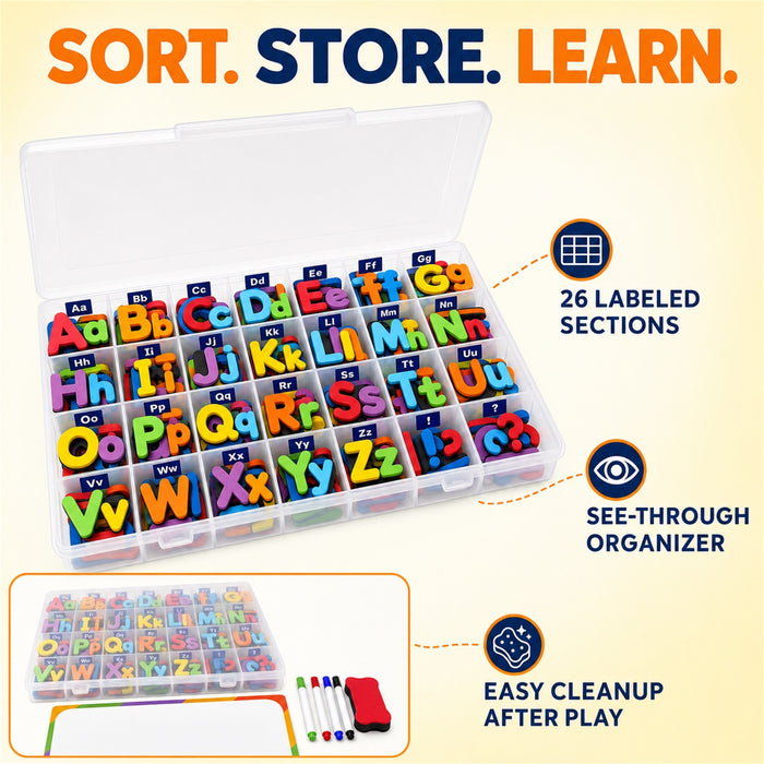 Magnetic Alphabet Letters, 234-Piece Foam Set with Board and Case