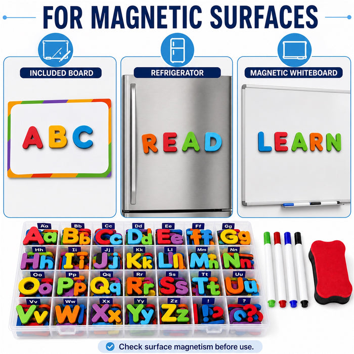 Magnetic Alphabet Letters, 234-Piece Foam Set with Board and Case