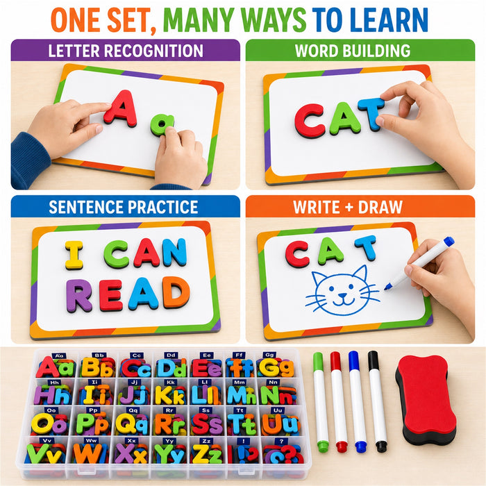 Magnetic Alphabet Letters, 234-Piece Foam Set with Board and Case