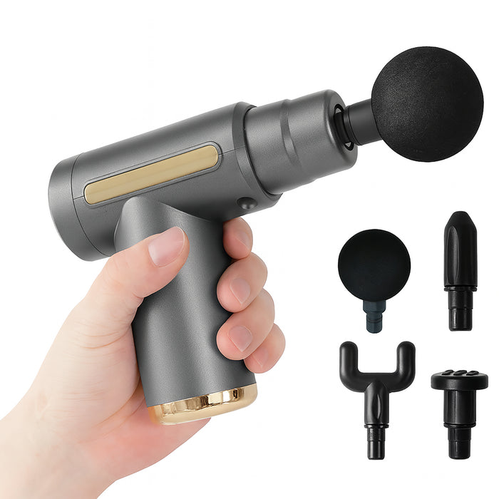 Mini Massage Gun, Deep Tissue, 4 Heads, 4 Speeds, Rechargeable, Portable