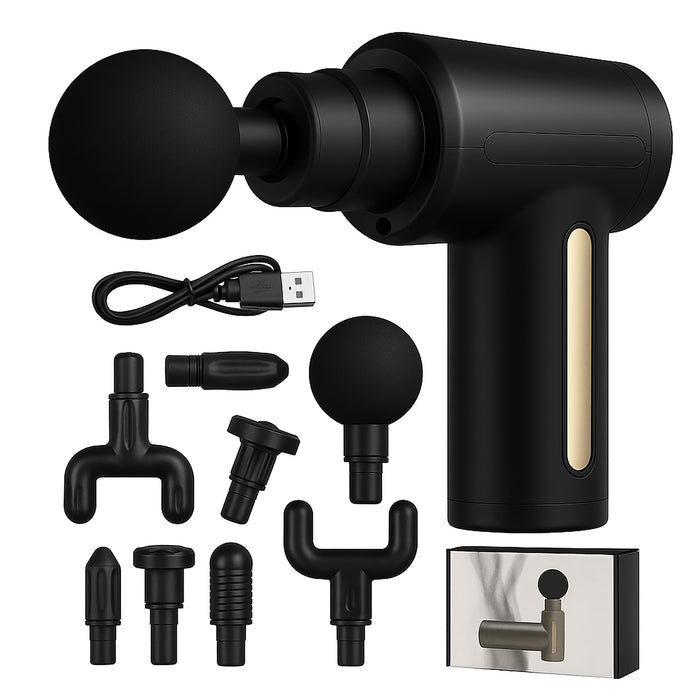 Mini Massage Gun, Deep Tissue, 4 Heads, 4 Speeds, Rechargeable, Portable