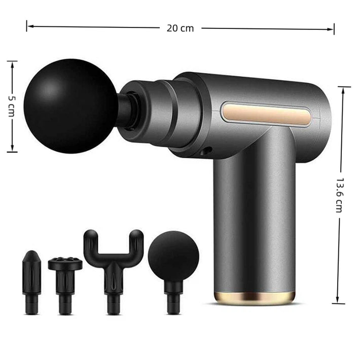 Mini Massage Gun, Deep Tissue, 4 Heads, 4 Speeds, Rechargeable, Portable