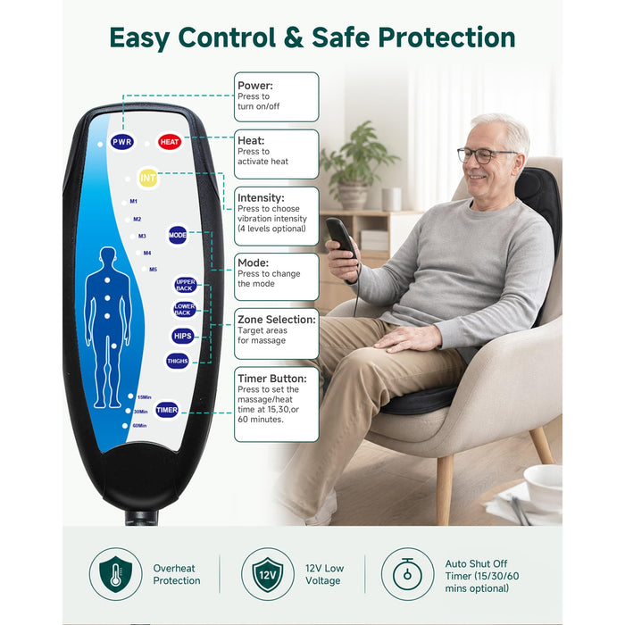 Massage Seat Cushion Heat, 6 Motors Home and Office Chair