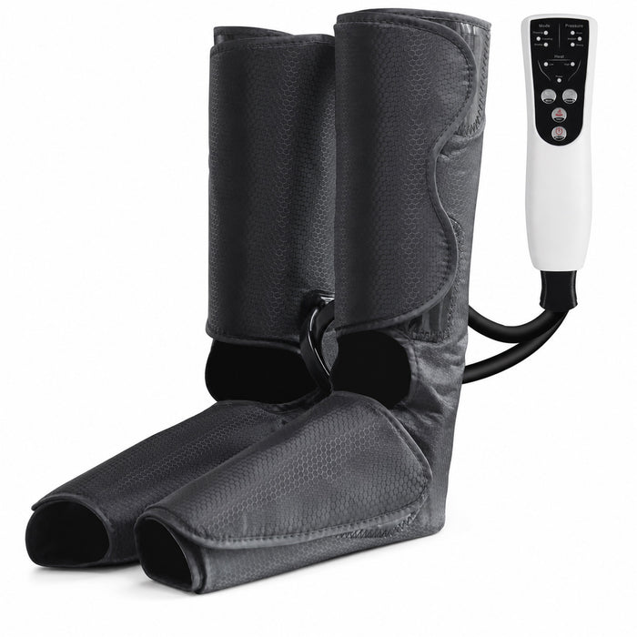 Air Compression Foot and Calf Massager with Heat, 3 Modes, Black