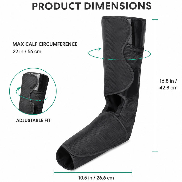 Air Compression Foot and Calf Massager with Heat, 3 Modes, Black