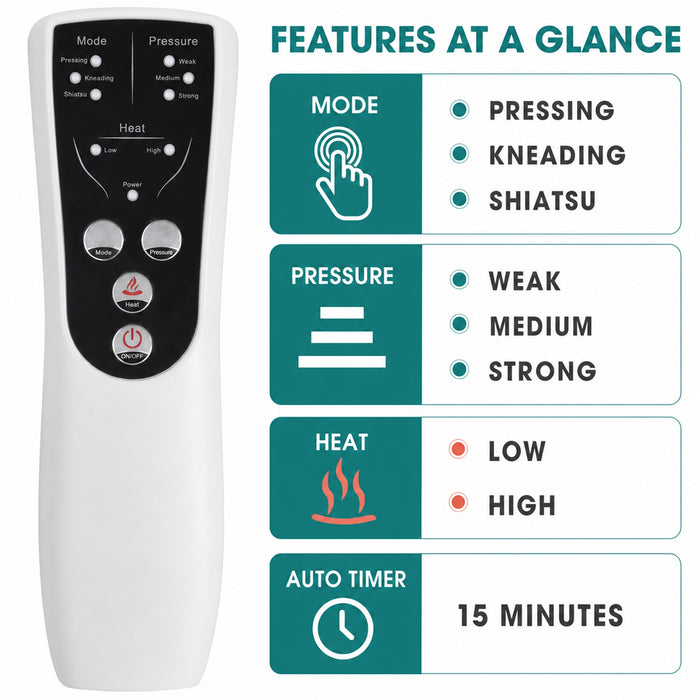 Air Compression Foot and Calf Massager with Heat, 3 Modes, Black