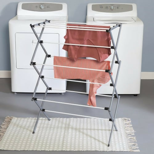 可折疊晾衣架，可折疊鋼製洗衣衣晾衣架，用於風乾衣物，42 英寸 x 29 英寸 x 14.2 英寸
