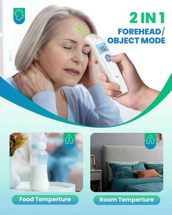 Baby Digital Thermometer, No-Touch Forehead Thermometer for Adults, Kids, Toddlers, Infrared Temporal Thermometer with Silent Mode, FSA HSA Eligible