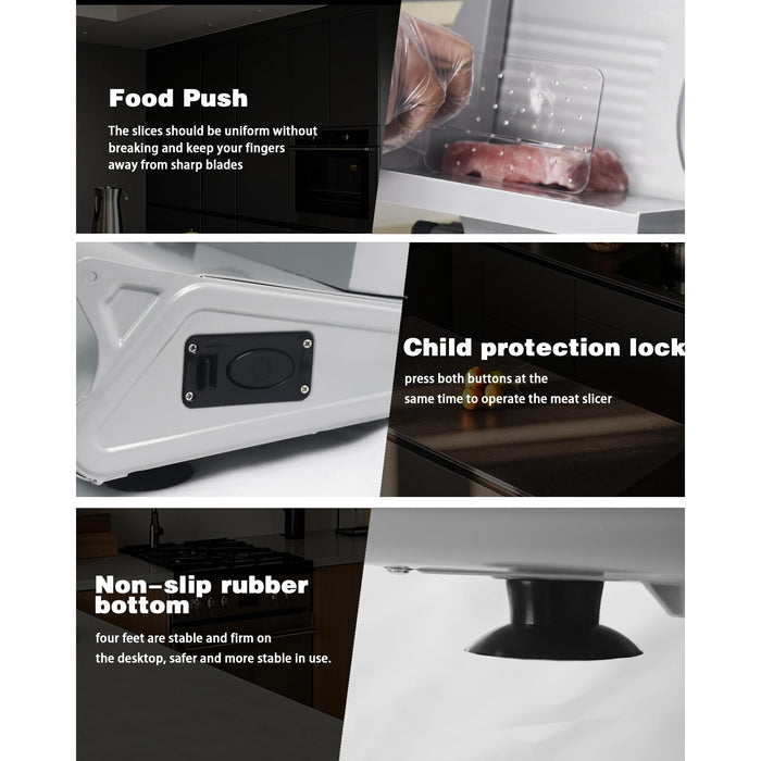 Electric Meat Slicer Adjustable Silver Home Deli