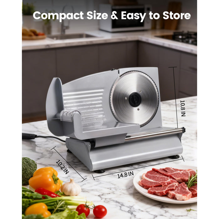 Electric Meat Slicer Adjustable Silver Home Deli