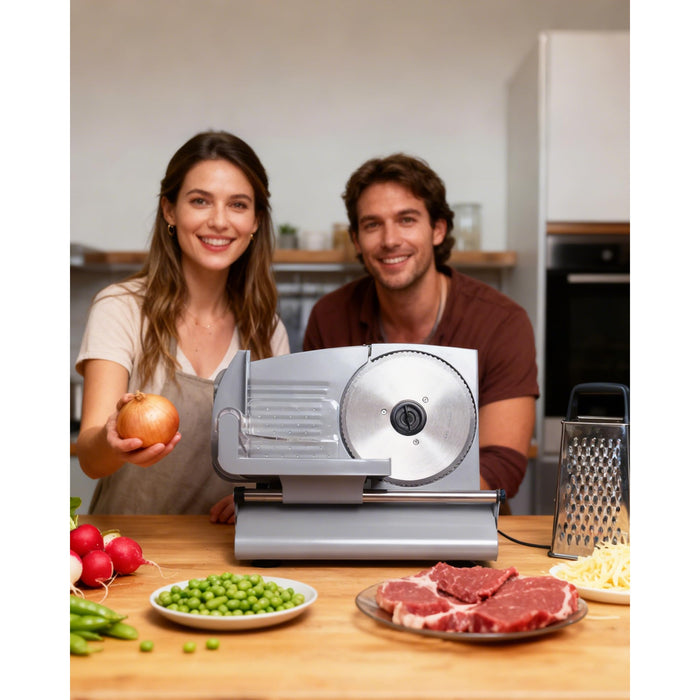 Electric Meat Slicer Adjustable Silver Home Deli