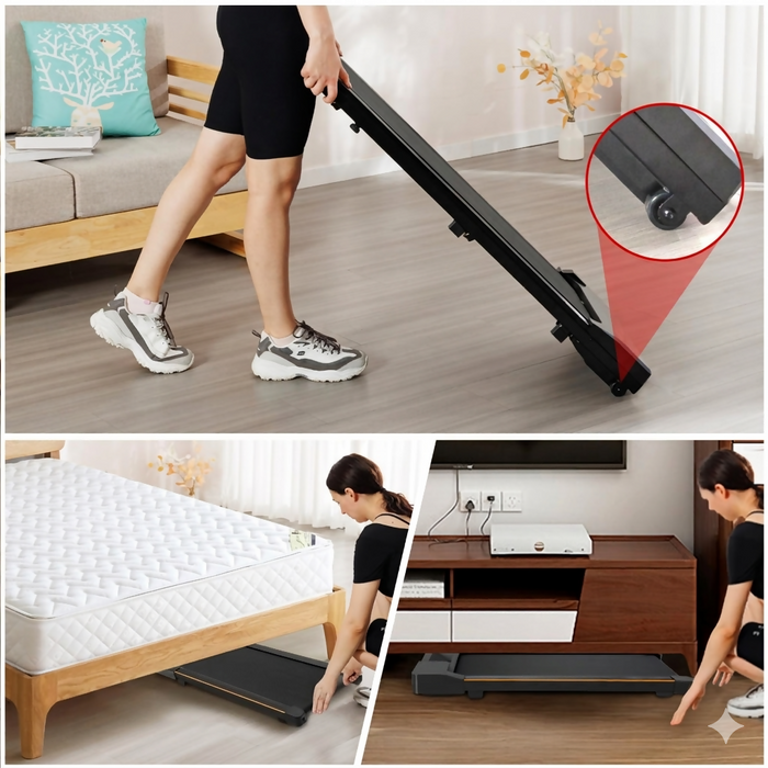 2-in-1 Under Desk Walking Pad Treadmill, Portable Compact Treadmill with Remote Control, Low-Profile Design, Wider Running Area, Home Office Fitness Machine for Walking and Light Jogging