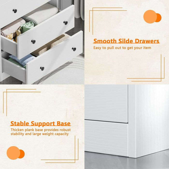 4-Drawer White Wooden Dresser with Anti-Tipping Safety | 四層抽屜白色木製收納櫃（附防傾倒安全設計）