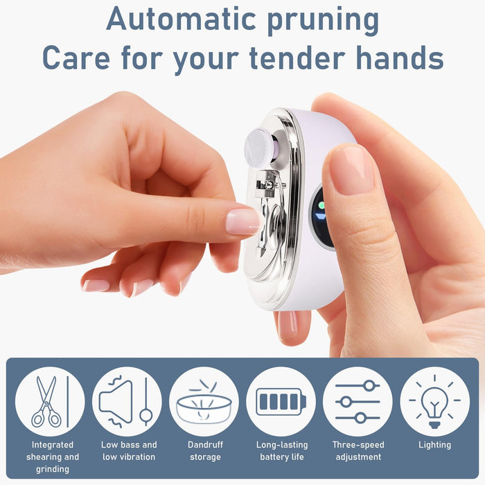Electric Nail Clipper 2-in-1 Trimmer & File 3 Speeds
