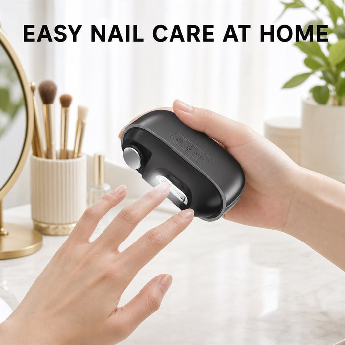 Electric Nail Clipper with Grinder, Light and USB-C, Gray