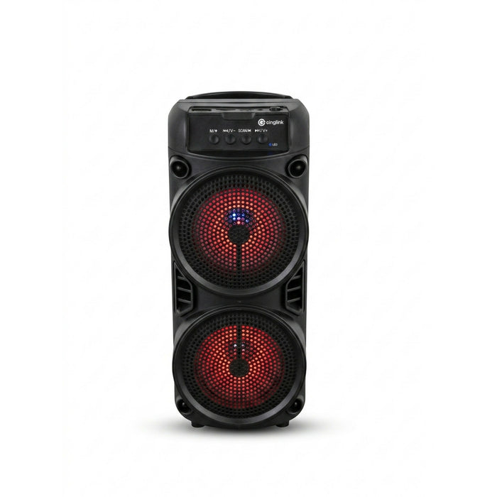 Portable Bluetooth Speaker, Dual 3-Inch Drivers, 10W Output, LED Lights, 1200mAh Rechargeable Battery, USB/TF Card/Mic Inputs, 26.5 cm Compact Party Speaker for Home, Office & Travel CBS-3025C