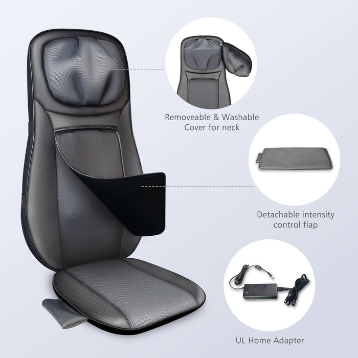 Neck & Back Massager with Heat Full Back Massage Chair Pad, Adjustable Neck Nodes, Rolling Massage, Seat Vibration Cushion for Home, Office, Sofa & Gifts
