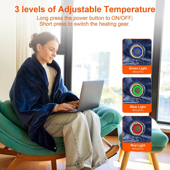 Heated Blanket Battery Operated,Portable Electric Blanket,Heating Blanket 10000mAH,61”x34” USB Heated Blanket Throw,3 Levels Temperature,Flannel Electric Throw Blanket for Home,Office,Camping,Travel