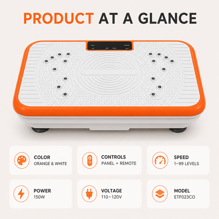 Whole Body Vibration Plate, 99 Speeds, Remote & Resistance Bands, Home Fitness