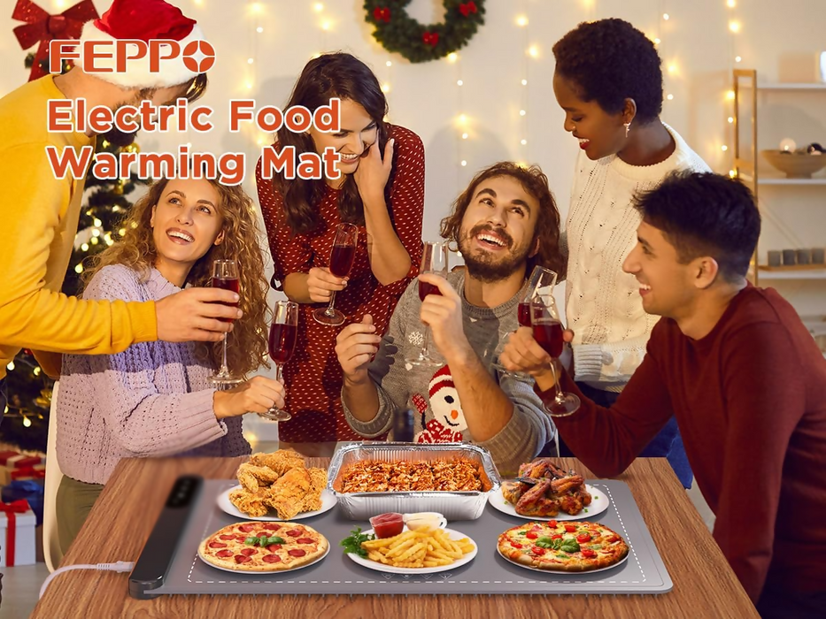 Electric Food Warming Mat with 6 Level Adjustable Temperature and 6 Hours Timer, Upgrade High-tech Graphene Heating Film, Fast Full Surface Heating Mat, Roll Up Food Warmers for Parties Buffet