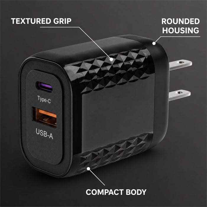 120W USB C Wall Charger, Dual-Port USB C and USB A, Black