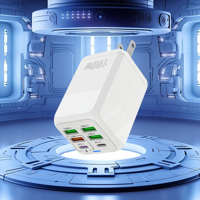 6-Port USB Wall Charger, 4 USB-A and 2 USB-C PD