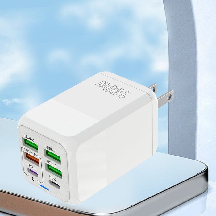 6-Port USB Wall Charger, 4 USB-A and 2 USB-C PD