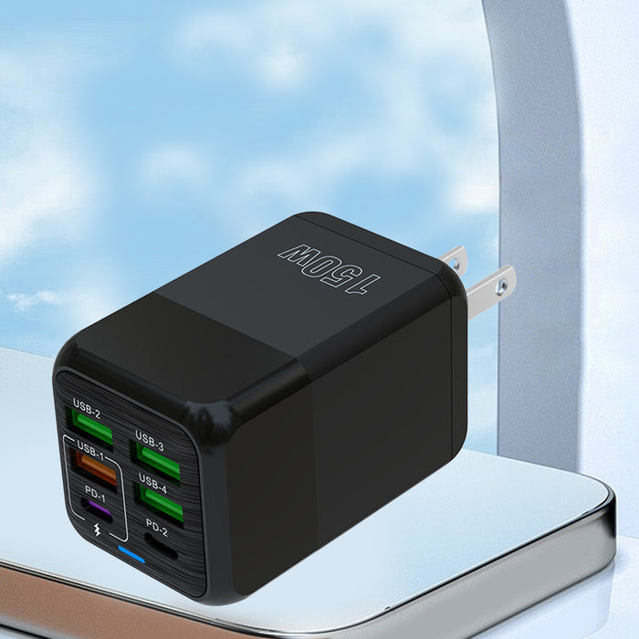 6-Port USB Wall Charger, 4 USB-A and 2 USB-C PD
