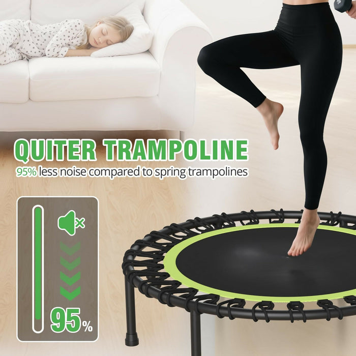Rebounder Trampoline for Adults Quiet Bungee Cord System, 330 lb Capacity, Foldable Mini Fitness Trampoline Indoor Cardio, Weight Loss & Home Workout