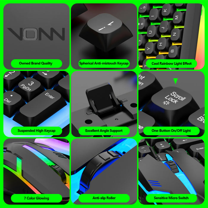 VONN Colorful Suspension Mouse & Keyboard Combo